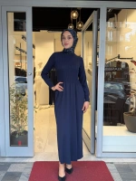 Kalın Fitilli Triko Elbise Navy 3264001