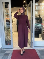 Kalın Fitilli Triko Elbise Oubergine 3264001