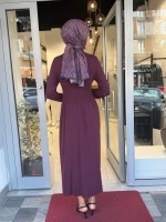 Kalın Fitilli Triko Elbise Oubergine 3264001