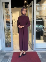 Kalın Fitilli Triko Elbise Oubergine 3264001
