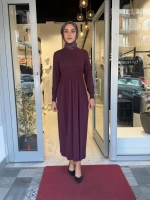 Kalın Fitilli Triko Elbise Oubergine 3264001
