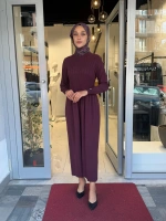 Kalın Fitilli Triko Elbise Oubergine 3264001