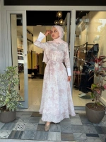 Lady Lyocell Desenli Yaka Detay Elbise D41