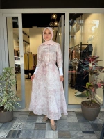 Lady Lyocell Desenli Yaka Detay Elbise D41