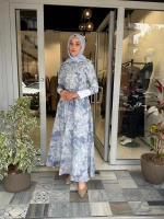 Lady Lyocell Desenli Yaka Detay Elbise D41
