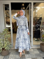 Lady Lyocell Desenli Yaka Detay Elbise D41