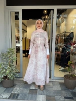 Lady Lyocell Desenli Yaka Detay Elbise D41