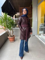 Mascara Kemerli Deri Görünümlü Ceket 56MK1101