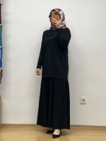 MissDalida Arkası Cupro Önü Gül Broşlu Triko Tunik 25Y-6011