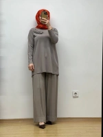 MissDalida Arkası Cupro Önü Gül Broşlu Triko Tunik 25Y-6011