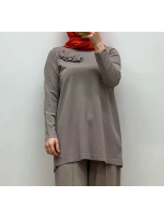 MissDalida Arkası Cupro Önü Gül Broşlu Triko Tunik 25Y-6011