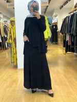 MissDalida Arkası Örgü Motifli Hırka Takım T25PF-0002