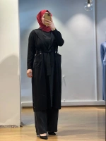 MissDalida Beli Lastikli Bol Paça Cupro Pantolon 25Y-7007