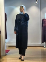 MissDalida Çiçek Desenli Agraf Kapama Uzun Hırka T25K-9008