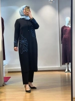 MissDalida Çiçek Desenli Agraf Kapama Uzun Hırka T25K-9008