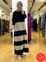 MissDalida Cupro Keten İki Renk Elbise T25Y-4107