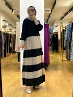 MissDalida Cupro Keten İki Renk Elbise T25Y-4107