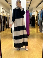 MissDalida Cupro Keten İki Renk Elbise T25Y-4107