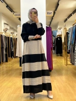 MissDalida Cupro Keten İki Renk Elbise T25Y-4107