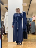 MissDalida Fermuar Detaylı Uzun Cupro Ferace 25Y-8006