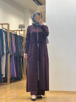 MissDalida Fermuar Detaylı Uzun Cupro Ferace 25Y-8006