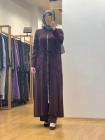 MissDalida Fermuar Detaylı Uzun Cupro Ferace 25Y-8006