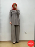 MissDalida Önü Dikişli Bol Paça Triko Pantolon 25Y-7009