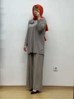 MissDalida Önü Dikişli Bol Paça Triko Pantolon 25Y-7009