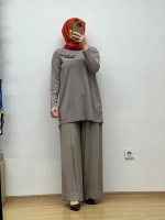 MissDalida Önü Dikişli Bol Paça Triko Pantolon 25Y-7009