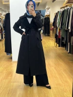 MissDalida Triko Detaylı Kumaş Trençkot T25PF-8011