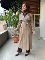 MissDalida Triko Detaylı Kumaş Trençkot T25PF-8011