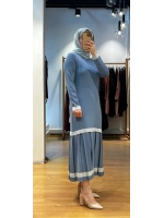 MissDalida Üst Kısmı Düz Pilise Detaylı Elbise T24Y-4010