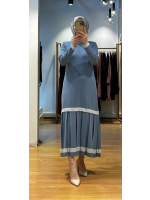 MissDalida Üst Kısmı Düz Pilise Detaylı Elbise T24Y-4010