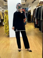 MissDalida Yakası Yırtmaçlı Triko Tunik T25PF-6002