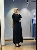 MissDalida Yanları Düğmeli Cupro Elbise 25Y-4052