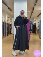 MissWhence Kapuşonlu Fermuar Detaylı Keten Pardesü 25Y-37514-1