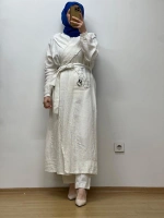 MissWhence Kapuşonlu Keten Kap 25Y-37401