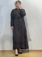 MissWhence Kapüşonlu Nakışlı Fermuarlı Cupro Ferace 25Y-37500