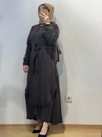 MissWhence Kapüşonlu Nakışlı Fermuarlı Cupro Ferace 25Y-37500