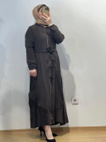 MissWhence Kapüşonlu Nakışlı Fermuarlı Cupro Ferace 25Y-37500