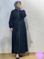 MissWhence Kapuşonlu Şifon Detaylı Cupro Ferace 25Y-37506