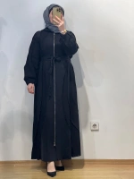 MissWhence Kapuşonlu Şifon Detaylı Cupro Ferace 25Y-37506