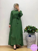 MissWhence Nakış Detaylı Ferm.Cupro Elbise 25Y-37800