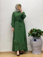 MissWhence Nakış Detaylı Ferm.Cupro Elbise 25Y-37800