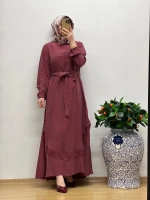 MissWhence Nakış Detaylı Ferm.Cupro Elbise 25Y-37800