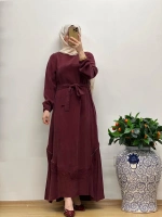 MissWhence Nakış Detaylı Ferm.Cupro Elbise 25Y-37800