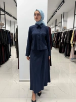 Nakış Detaylı Crop Denim Ceket Navy 3268253