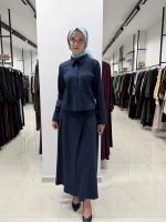 Nakış Detaylı Crop Denim Ceket Navy 3268253