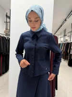 Nakış Detaylı Crop Denim Ceket Navy 3268253