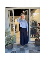 Natural %100 Keten Beli Lastikli Etek TD-3553